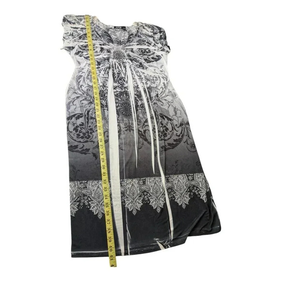 NWT Apt 9 Womens Geometric Dress Scoop Neck Gray White Shark Bite Stretch Knit L - Picture 12 of 14